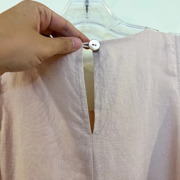 Rebecca Taylor Light Pink Linen Sleeveless Pleated Preppy Maxi Dress M NWT - Picture 6 of 8